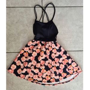 Navy floral dress with back detail